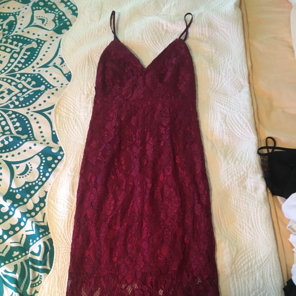 Lacey maroon dress